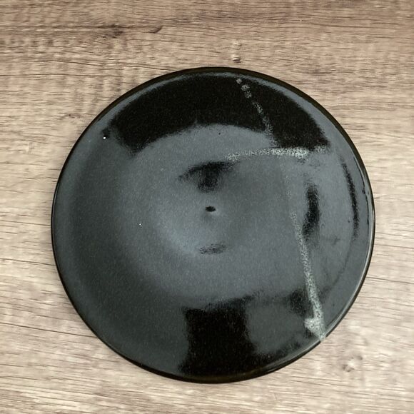 Art Pottery Small Flat Plates Set of 3 Black Glossy Fine Dining Sushi Plate - Picture 4 of 10